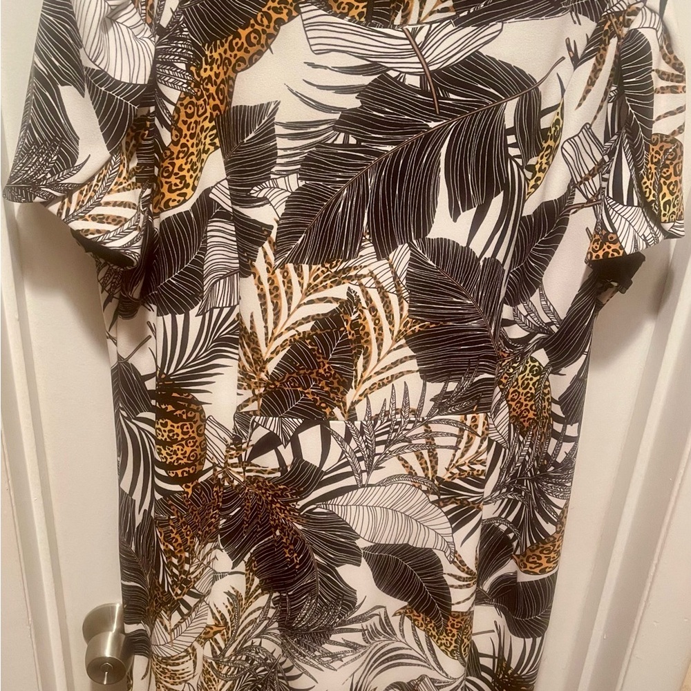 ILE New York Tropical Print Short Sleeve Dress, Size 16